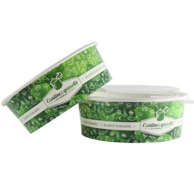 China Recycled Materials Custom Logo And Size Printed Disposable Kraft Salad Paper Bowls With PP Lid for sale