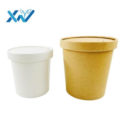 China Materials Manufacturer Custom Logo Food Grade Kraft Paper Soup Bowl Recycled Disposable Kraft Paper Soup Bowl for sale