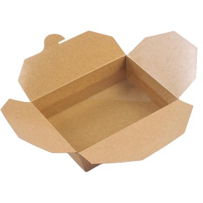 China Biodegradable custom logo kraft paper disposable fast food take away paper food container for sale