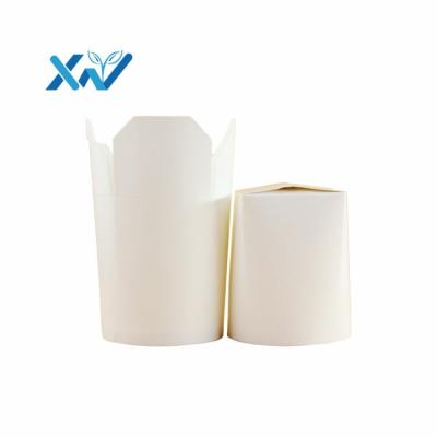 China Recycled Materials Wholesale Customer Logo Acceptable Takeout White Wrapping Paper Round Shape Noodle Instant Disposable Paper Box For Food Packaging for sale