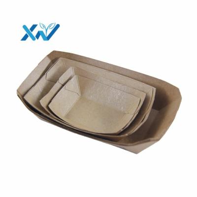 China Recycled Materials Wholesale Custom Disposable Biodegradable Food Grade Kraft Paper Fast Food Container for sale