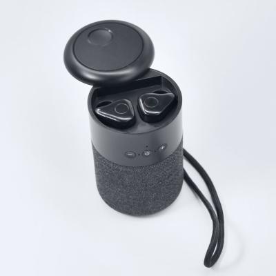 China Outdoor 2 in 1 Bass Speaker Portable Wireless Stereo Music Box TWS Waterproof Car Subwoofer Earbuds for cycling car for sale