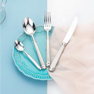 China Viable Modern Ergonomic Silver Design Stainless Steel Silverware Set Flatware Cutlery Set Used For Home And Restaurant for sale