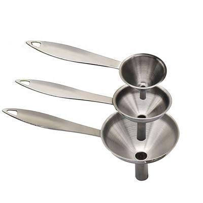 China Sustainable Free Sample Small Metal Head 3 In 1 Stainless Steel Kitchen Funnels For Filling Bottles for sale