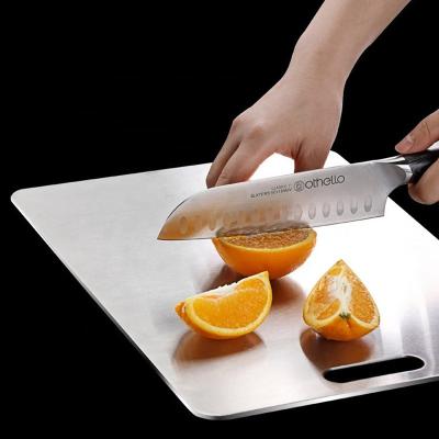 China Sustainable Kitchen Round And Rectangular Stainless Steel Fruit Vegetable Cutting Board Chopper for sale