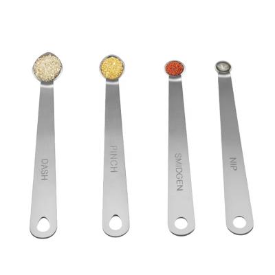 China Mini Measuring Spoons Set Sustainable 4 Pieces Set Stainless Steel Mini Measuring Spoons For Measuring Small Amounts for sale