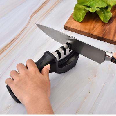 China 4-in-1 Viable Kitchen Knife Accessories 3-Stage Black Knife Sharpener for Polish Repair Restoration Blades for sale