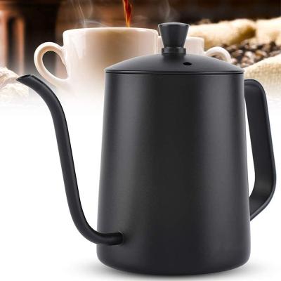 China Sustainable 20oz Mini Stainless Steel Spill Over Coffee Kettle 20 oz Small Black Pour Over Coffee Kettle for sale