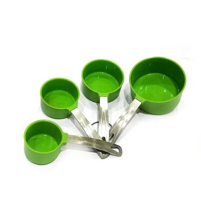 China Sustainable 4-Piece Measuring Cup Kitchen And Baking Plastic Measuring Cups Set With Stainless Steel Handle for sale