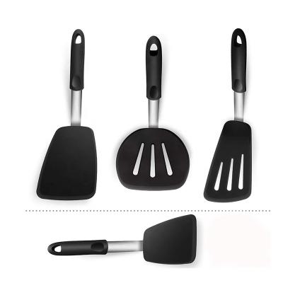 China Viable Kitchen Cookware Set 4 Pack Silicone Turner Silicone Turners Set Rubber Spatulas For Nonstick Cookware for sale