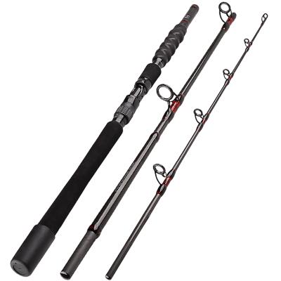 China Carbon in 3 Sections Carbon Fiber Boat Fishing Rod Stock Sea Fishing Rods Spinning Fishing Rod for sale