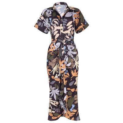 China 2021 Autumn Floral Dress 10 Colors Elegant Printed Fast Delivery Women's Breathable Casual Dress Clothing for sale