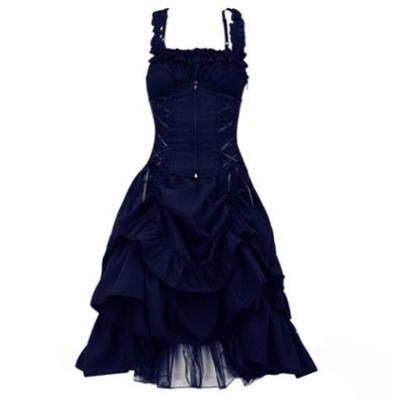 China Waist Breathable Irregular Dress Lace Design Lolita Costume Gothic Sweet Dress Strapless Skirt for sale