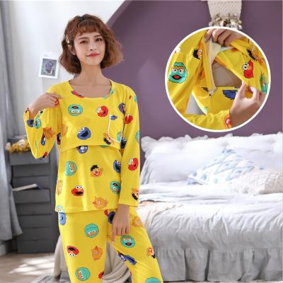 China Thermal Women Pregnant Nursing Clothe Pajamas Splicing Mother Long Sleeve Pants Sets Maternity Overalls for sale