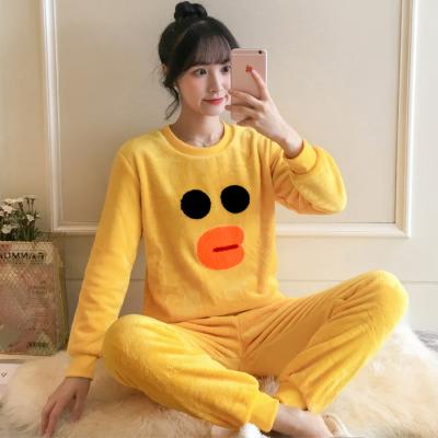 China Winter Thick Warm Animal Pajamas Coral Flannel Nightgown Female Cartoon Kawaii Women Pajamas Sets Thermal Sleepwear Custom Suit for sale