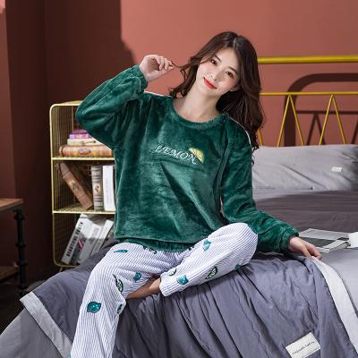 China Comfortable Fuzzy Loungewear Winter Pajamas Women Set Winter Fluffy Fabric Two Pieces Thermal Soft Women for sale