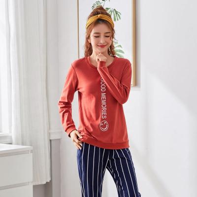 China QUICK DRY Spring Autumn Cartoon Style Printed Lady Long Sleeve Sleepwear, 100%cotton Satin Women Two Piece Pajamas for sale