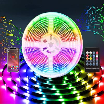 China Residential Waterproof USB Blue-tooth Music 5m16.4ft TV Backlight Color Changing Flexible 20KEY RGB SMD5050 LED Remote Control LED Strip Light for sale