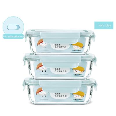 China Customized Microwavable Heat Aesistant Storage Lunch Box Microwave Oven Glass Container With Lid for sale