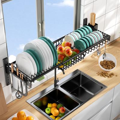 China Amazon Hot Selling Stainless Steel Dish and Bowl Drain Shelf Kitchen Rack Viable Elastic Under Sink Organizers for sale