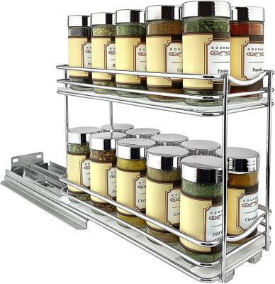 China Amazon Hot Sale Modern Double Layers Spice Rack Organizers Cabinet Large Capacity Storage Frame for sale