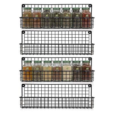 China Minimalist 4 Layers Kitchen Storage Rack Organizer Metal Material Spice Bottle Sight Wall Mounted Storage for sale