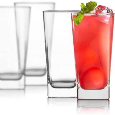 China Sustainable High Ball Crystal Glasses Tumbler For Cocktail Beer Wine With Round Lid And Square Bottom for sale