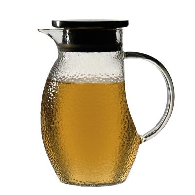 China Penguin 1200ML Hammer Shape Tea Water Pitcher Viable Grain Jug High Borosilicate Glass With Stainless Steel Water Pots And Kettles for sale