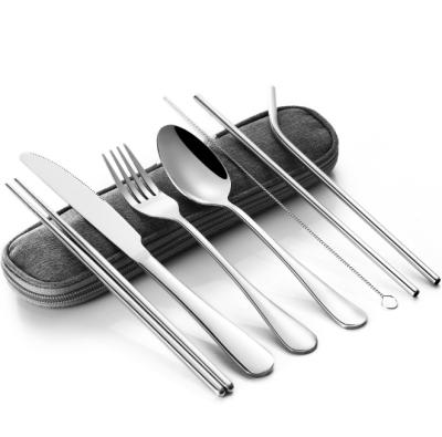 China Party Camping Stainless Steel Spoon Fork and Knife Viable High Quality Portable Cutlery for sale