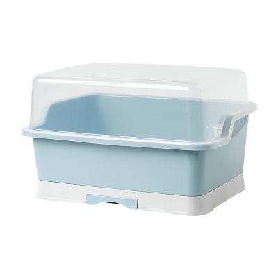 China Multifunctional Household Tableware Storage Box Cupboard Viable With Lid Drain Rack Kitchen Bowl Holder Dish Rack for sale