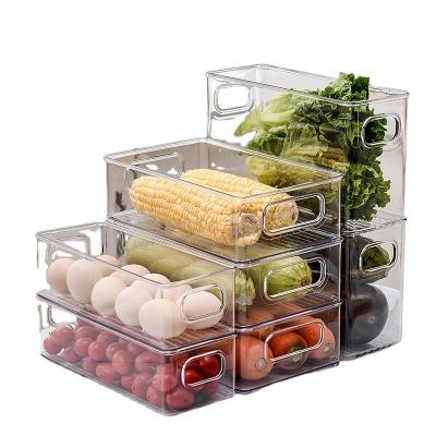 China Viable Plastic Transparent Stackable Kitchen Freezer Fruit And Vegetable Storage Box Clear Fridge Container for sale