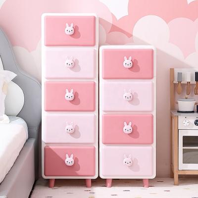 China Multifunctional Furniture Modern Cartoon Kids Baby Toys Plastic Storage Drawer Closet Children Multilayer Clothing Cabinet for sale