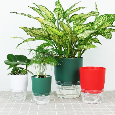 China Modern Smart Plastic Self Planter Nursery Garden Flower Pots Double Plastic Water Storage Automatic Water Absorption for sale