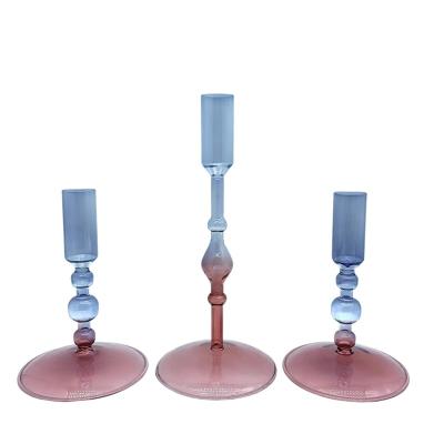 China Europe home design glass wedding vase candle holder decoration glass candlestick for sale