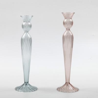 China Modern Design Home Decoration Glass Vase Candle Holder Stained Glass Candlesticks for sale