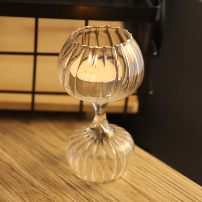 China Top Selling Footed Glass Crystal Glass Candlesticks Home Decoration Candlestick Holder for sale