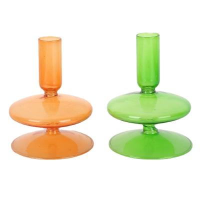 China Hot Selling Vase Home Unique Glass Candle Holder Decoration Glass Candlestick for sale