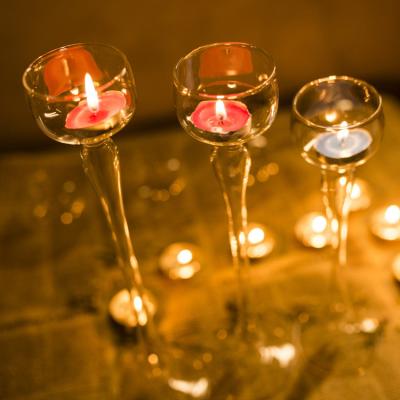 China Home Decoration Glass Candle Holder Creative Oil Lamp Glass Candlestick For Table for sale