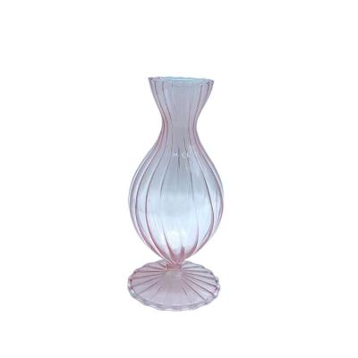 China Modern Swollen Clear Glass Centerpieces Flower Vase Clear Glass Vase for sale