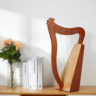 China Portable 19 String Mini Harp Solid Mahogany Lever Stringed Musical Instrument for sale