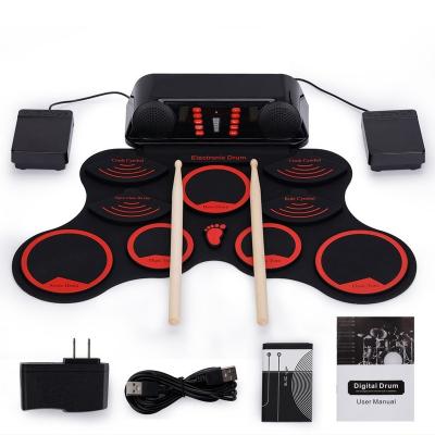 China 9 Pads Portable Educational Portable Electronic Stereo Digital Silicon Roll Up Drum Set for sale