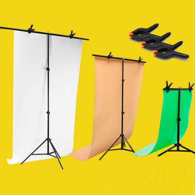 China Hot cheap photography 1.38x2m aluminum alloy 3 setions T shape photo studio background stand with free set 2m clamp background stand for sale