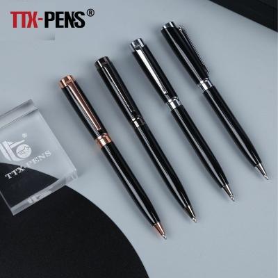 China Office & School Pen TTX Corporate Gift Customized Logo Black Gold Clip Metal Ballpoint Rollerball Ink Pen For Office School for sale