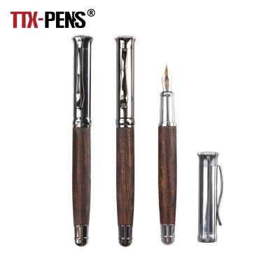 China Student TTX Natural Wood Gel Roller Ink Fountain Bamboo Wooden Calligraphy Ballpoint Fountain Pen for sale