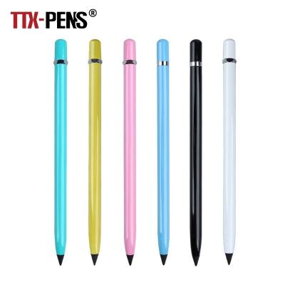 China Promotional Pencil TTX Custom Writing Colored Logo Custom Printed Metal Inkless Eternal Pencil With Eraser Tip for sale