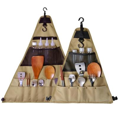 China Amazon SaleWaterproof Canvas Portable Cutlery Hot Rack Hanging Portable Outdoor Cutlery Storage Bag for sale