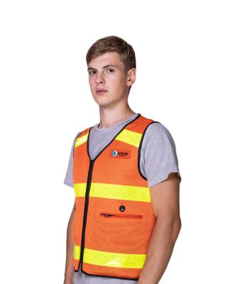 China Summer Cooling Air Conditioning Jacket with Reflective Strips and Orange Short Sleeves for sale