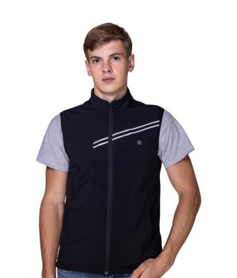 China Custom Designed Black V-neck Heating Vest with Crew Neck Collar for sale