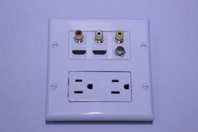 China 2-Gang Decorative Style Wall Plate P/O 2 HDMI/Coax / 3-RCA RoHS For Home Theatre for sale