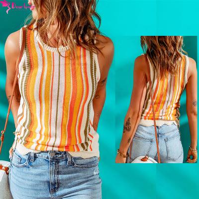 China Dear-lover 2022 QUICK DRY new design multicolor striped knit full tank top woman fashionable for sale